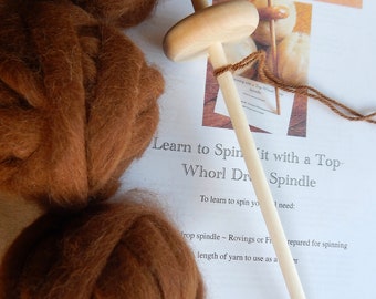 Alpaca Spinning Kit~DIY Spinning Kit~Spin Your Own Yarn~Alpaca Yarn~Alpaca Rovings~Drop Spindle~Spinning Instructions~Three Ounces Alpaca