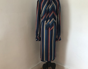Vintage jaren '80 gestreepte midi-jurk van Trinic Paris