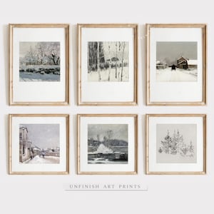 Moody Winter Square Art Prints Gallery | Wall Print SET | Vintage Farmhouse Decor | Digital Printable Downloadable | G0022