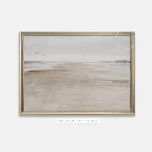 Vintage Neutral Beach Painting | Soft Coastal Landscape | Summer | PRINTABLE Digital Antique Art | 00050