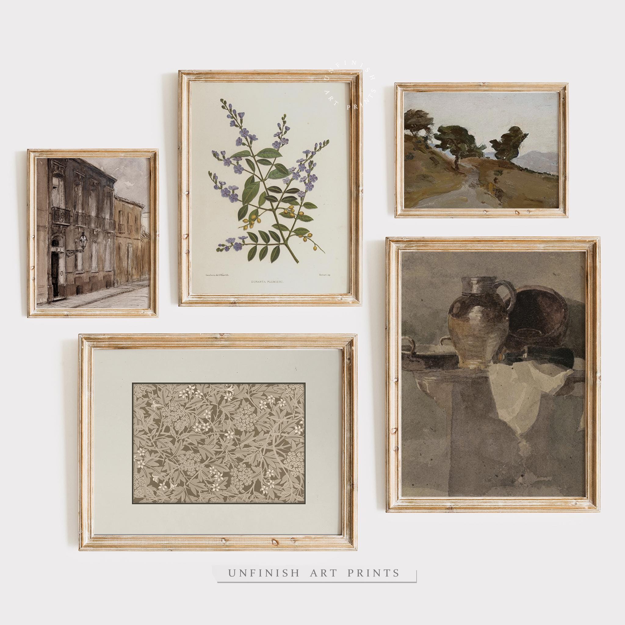 Vintage Neutral Gallery Wall Set of 5 | Country Farmhouse Kitchen Decor ...