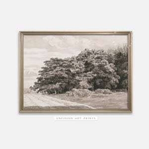 Antique Forest Sketch | Muted Wall Art | Neutral Winter Sketch Art | Digital Prints Downloadable  | 00116