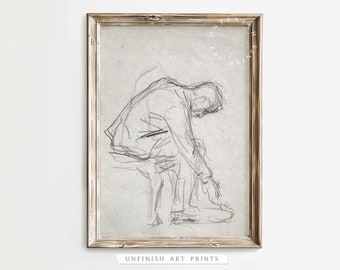 Vintage Abstract Sketch Art | ManDrawing Line Art | Rustic PRINTABLE | Unfinish Prints | 00040