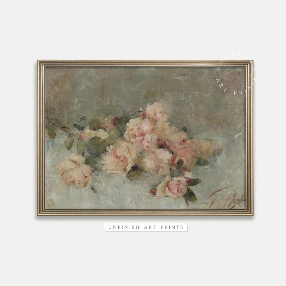Vintage Flower Print | Cottage Wall Art Decor | Pink Country Botanical ...