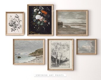 Antique French Country Gallery Wall Set of 6 | Vintage Eclectic Prints | Digital Printable Downloadable | G0044
