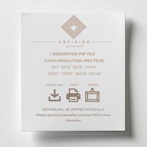 Pode incluir: Um download digital de arte imprim&iacute;vel com o texto "UNFINISH ARTPRINTS". O download inclui um arquivo PDF com uma descri&ccedil;&atilde;o e oito arquivos JPEG de alta resolu&ccedil;&atilde;o em v&aacute;rios tamanhos: 13x18 cm, 20x25 cm, 23x30 cm, 28x35 cm, 40x50 cm, 45x60 cm, 60x90 cm e ISO A2.