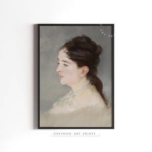 Vintage Portrait Oil Painting | Woman Portrait Print |  Neutral Bathroom Wall Art | Digital Printable Downloadable | 00142