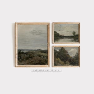 Gallery Wall SET of THREE | Vintage Landscape Paintings | Country Decor | Moody Wall Art | Digital Printable Downloadable| G0035