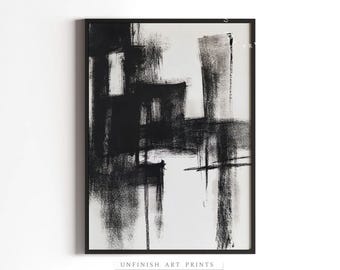 Black White Abstract Painting Wall Art | Textural Art PRINTABLE Digital Downloadable Print | 00110