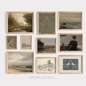 Vintage Art Gallery Wall Set of 10 Prints | Digital Printable Download | Artwork Collection | Warm Neutral Tones | Farmhouse| G0003