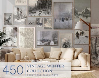 Bundle of 450 Winter Prints | Vintage Winter Wall art | Winter Neutral Painting | Home Decor | Digital Printable | Instant Download | B0013