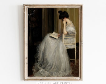 Antique Portrait | Woman Reading Vintage Art Print | Printable Wall Decor | Instant Download | Digital Printable | 00014