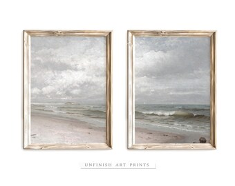 Coastal Prints Gallery | Wall Set of 2 | Seascape Wall Art | Neutral Decor | Digital PRINTABLE | Instant Download | G0013