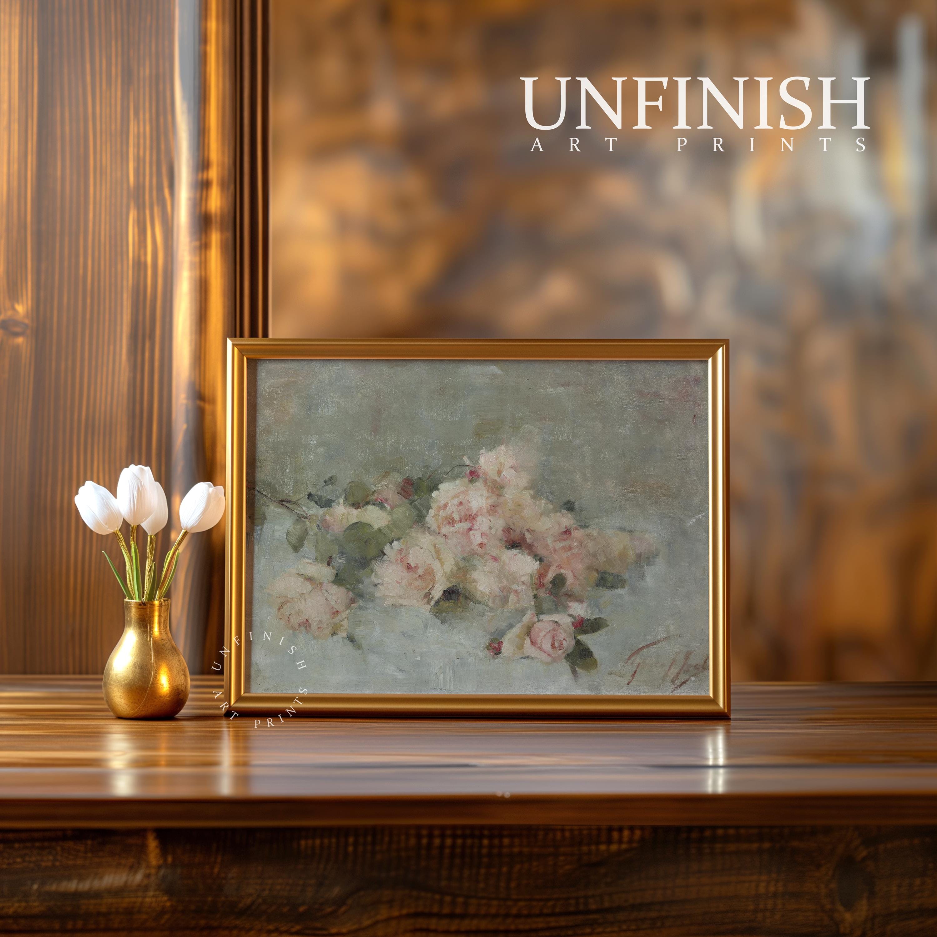 Vintage Flower Print | Cottage Wall Art Decor | Pink Country Botanical ...