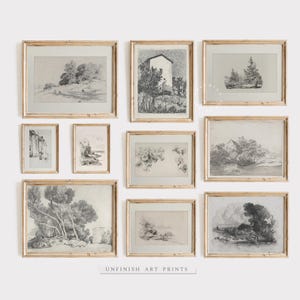 Neutral Sketch Gallery Wall Art Set | Vintage  Prints | Etching Home Decor | Digital Printable Downloadable | G0030