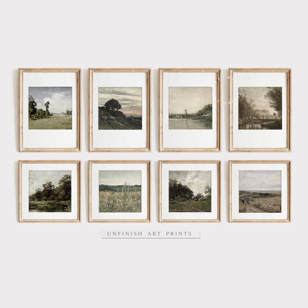 Antique Country Landscape Paintings | Vintage Gallery Wall Art Print Set of Eight |  | Digital Printable Download | G0028