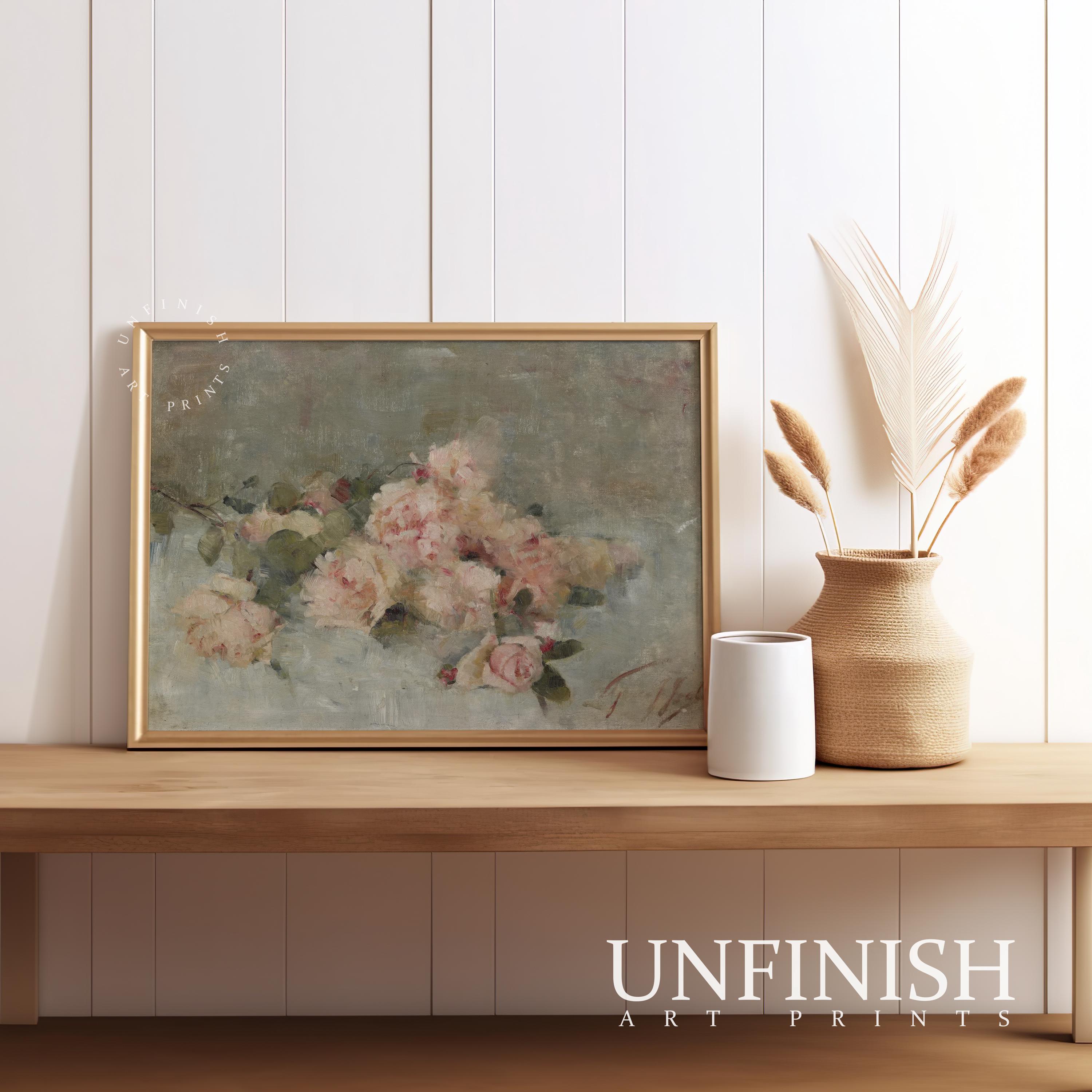 Vintage Flower Print | Cottage Wall Art Decor | Pink Country Botanical ...