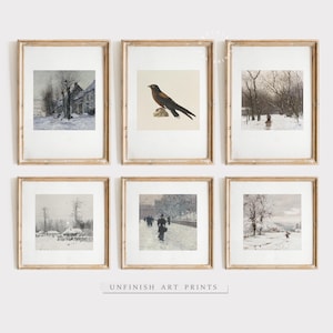 Vintage Winter Square Gallery | Set of Six | Country Christmas Holiday Wall Decor | Digital Printable Downloadable | G0015