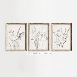 Vintage Botanical Gallery Prints | Floral Screen Print | Neutral Decor PRINTABLE | Antique Style Sketch | 00010