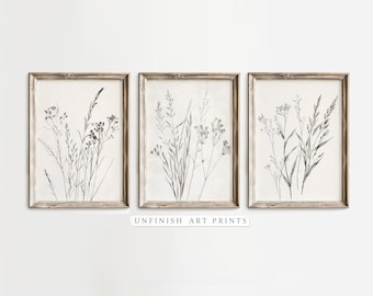Vintage botanische Galerie-Drucke | Floral Siebdruck | Neutral Decor DRUCKBAR | Antiken Stil Skizze | 00010