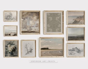 Neutrale kustgalerij SET van 10 | Gedempte muurkunst | Vintage Franse kunstafdrukken | Digitaal afdrukbaar downloadbaar | G0027