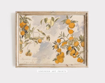 Peinture oranger | Impression d'art mural cuisine ferme | vintage à imprimer | Art numérique en téléchargement | 00097