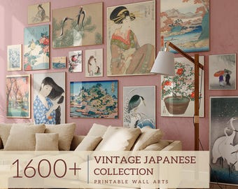 1600 Maximalist Japanese Wall Art, Eclectic Vintage Gallery, Japanese Prints Bundle, Asian Printable Wall Art, Japan Poster, B0009