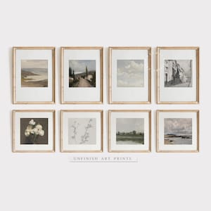 Neutral Vintage European Gallery Wall Art SET of 8 | Antique   Paintings Sketches | Digital Printable Downloadable | G0046