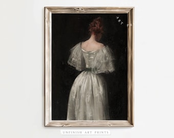 Moody Portrait Woman Painting | Printable Dark Academia Art | Vintage Digital Download | Victorian Art | 00020