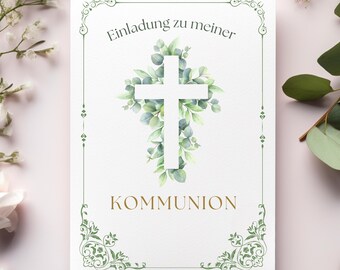 Floral Communion Invitations Green Communion Invitation Communion Invitation Communion Invitation Card Invitation to Communion Communion Card