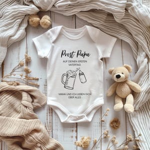 Cute baby romper for first Father&#39;s Day, baby romper in lineart style, cheers dad romper, minimalist lineart design romper