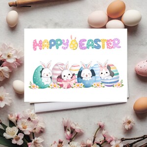 Biglietti di auguri di buona Pasqua con simpatici coniglietti pasquali, coniglietti nelle uova di Pasqua, auguri di Pasqua con coniglietti, set di alta qualità da 10 biglietti di auguri con buste DIN A6
