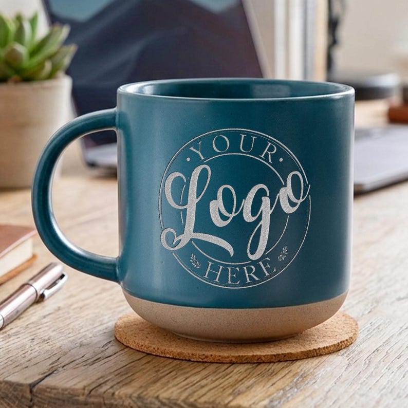 Custom Logo Pottery Mug, Personalized Business Brand Coffee Cup - Etsy