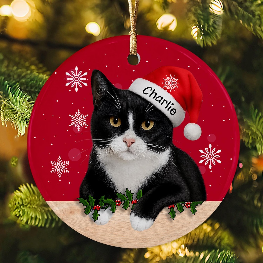 Personalized Tuxedo Cat Christmas Ornament - Custom Cat Ornament ...
