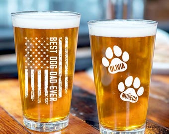 Custom Dog Dad Beer Glass – Personalized Pint Cup with Dog Names