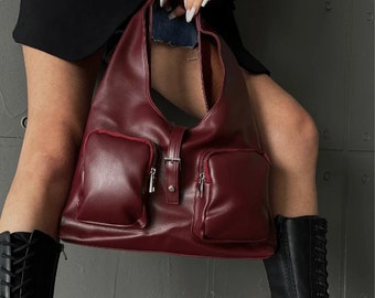 faux Leather bag,shoulder bag,vegan bag,Hand-Shoulder-Cross-body bag,handmade bag,beige,organic bag,white,black,beige,Burgundy,brown