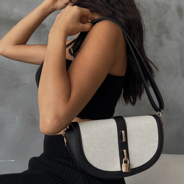 sling bag,shoulder bag,vegan bag,Hand-Shoulder-Cross-body bag,handmade bag,beige,organic bag,lined bag,hanging Bag,leather bag,snap bag,