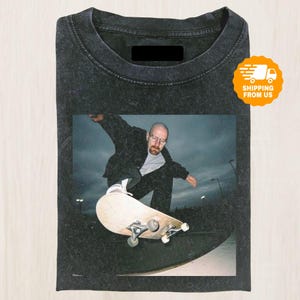 Skater Walter White Comfort Colors T-shirt, Breaking Bad Skate Meme T-shirt, Rolig 90-talsfilm T-shirt, Cool Grafisk T-shirt, Gåva För Fan
