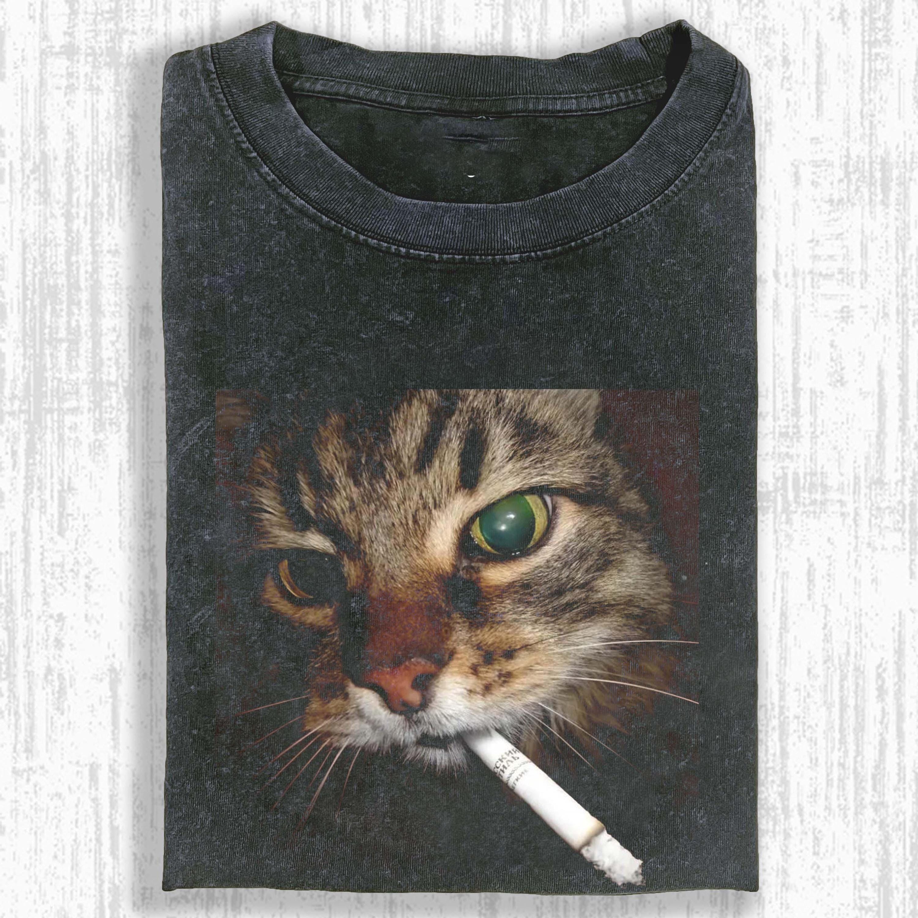 Cat Smoking T Shirt