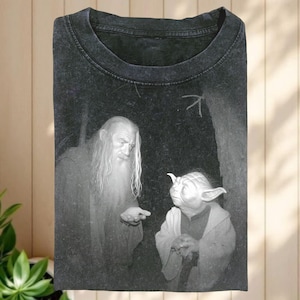 LOTR and Baby Yoda Comfort Colors Shirt, Star Wars & LOTR T-shirt, Funny Meme Tee, Retro Movie Shirt, Gift for Movie Fans