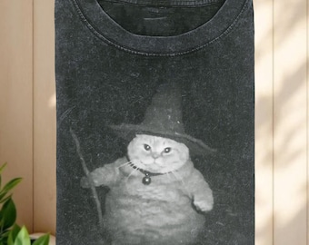 Cat Wizard Meme Comfort Colors TShirt, Funny Kitty Meme Shirt, Cat Lover Gift, Unisex Tshirt