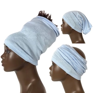 Headband, Tube, Dreadlocks Hat, Light Blue, Locs, Natural Hair, Head Wrap, Headwrap, Headband, Adjustable Multiple Ways To Wear, Handmade