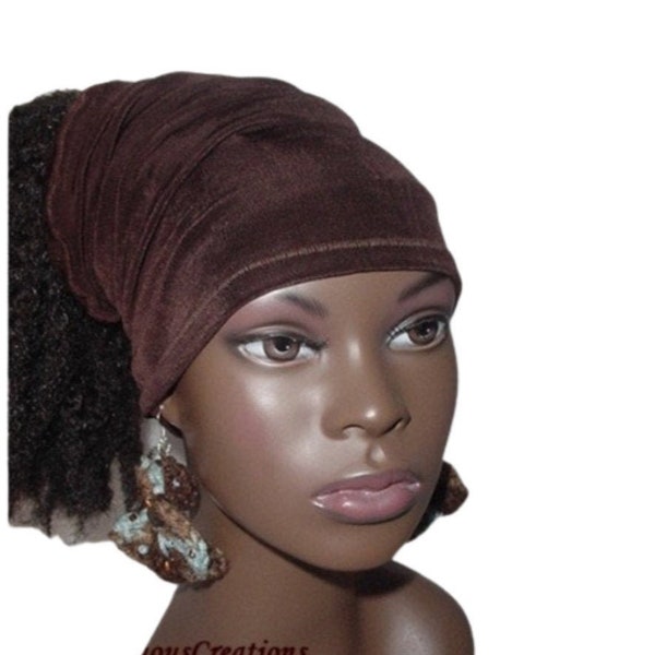 Head Wrap, Head Band, Headwrap, Tube, Chocolate Brown, Adjustable,  Stretchy Fabric, Hair Accessories For Natural Hair, Dreadlocks, Locs