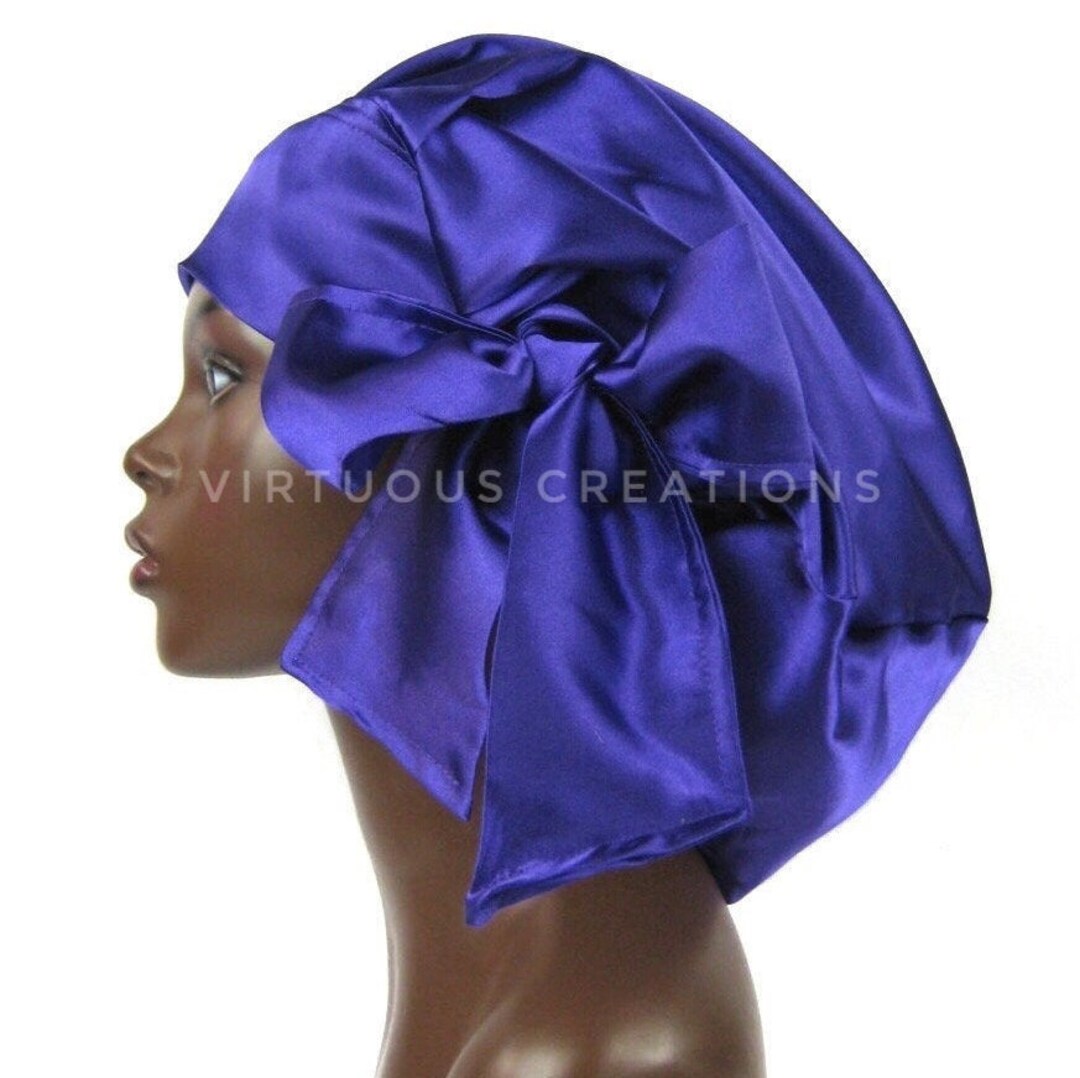 Satin Braid Locs Bonnet Sleep Cap, Scarf With Long Adjustable Ties