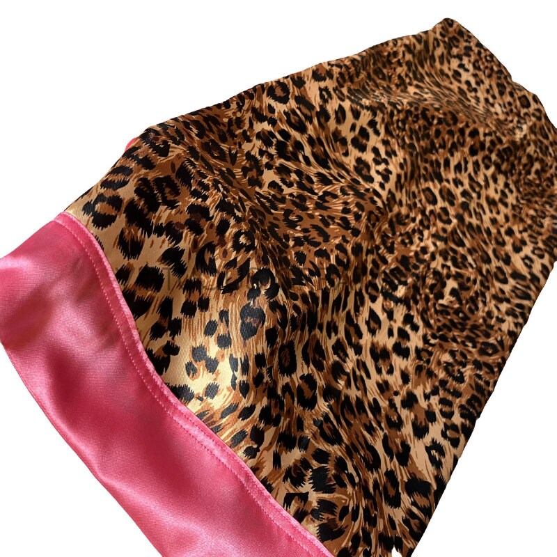 Pink Leopard Extra Long Satin Braid Bonnet Single Layered  display picture 1