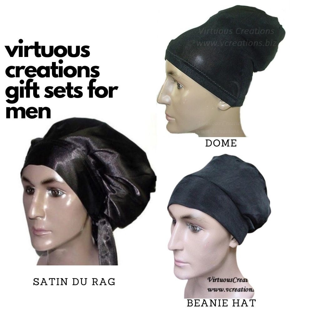 Silky Satin Durags for Men Designer Long Tail Beanies Doo Rags Caps Du-Rags  for Women Silk Satin Tie Do Rags Cap for Waves Black