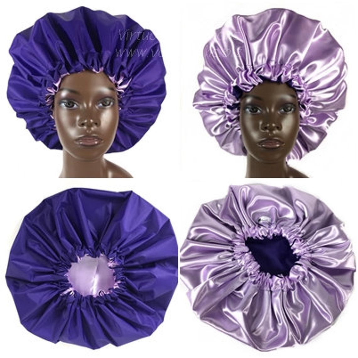Extra Large Shower Cap Satin Lined Shower Purple and Etsy