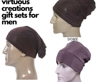 Gift Set for Men Beanie-Crown, Dome Hat, HeadTube, Men's Handmade Hair Accessories, Chocolate Brown, Men's Gifts