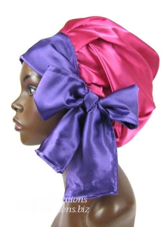 purple silk bonnet