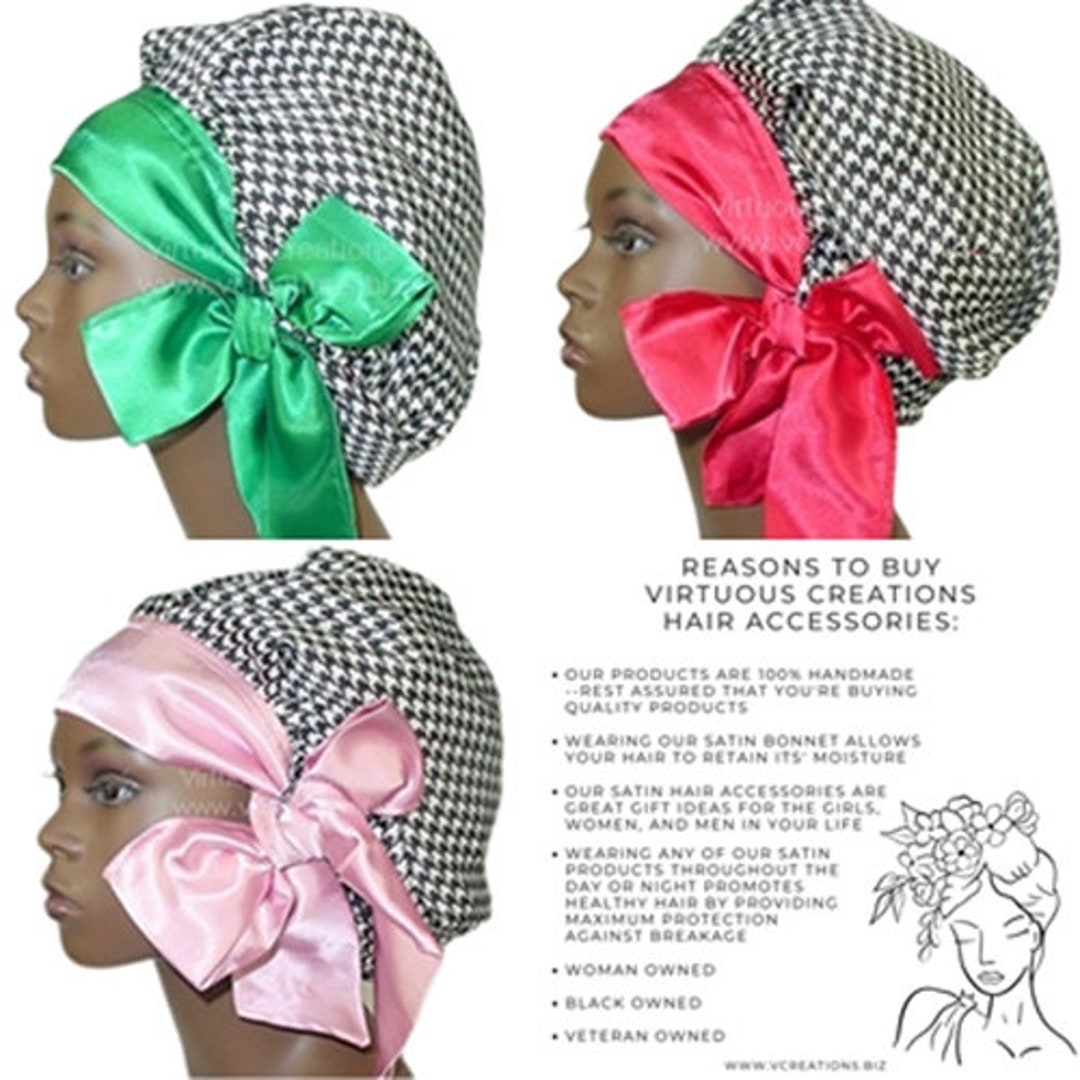 Satin Bonnet, Sleep Cap Scarf, Long Adjustable Ties Wide Headband